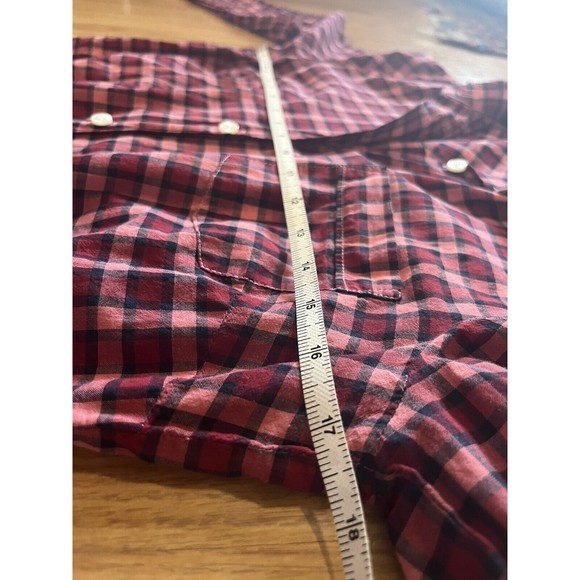 J Crew Factory Red Pink Plaid Button Up Long Sleeve Shirt Size XS - Picture 10 of 10